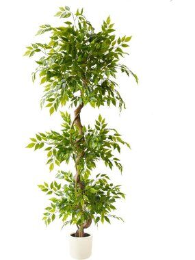 6ft Faux Ficus Tree - Lush Artificial Plant with Elegant White Planter